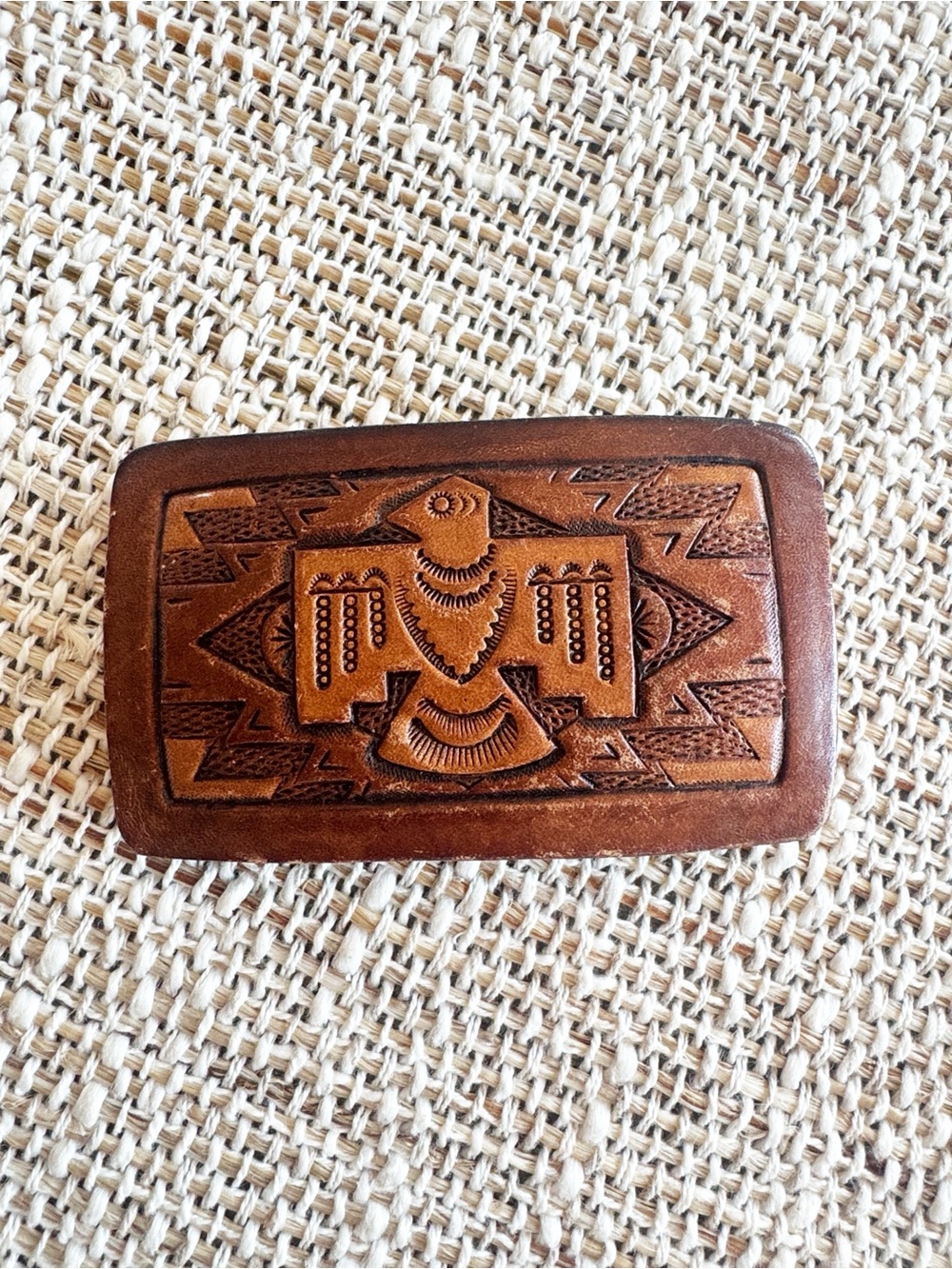 Vintage Belt Buckle Southwestern Style Embossed thunderbird